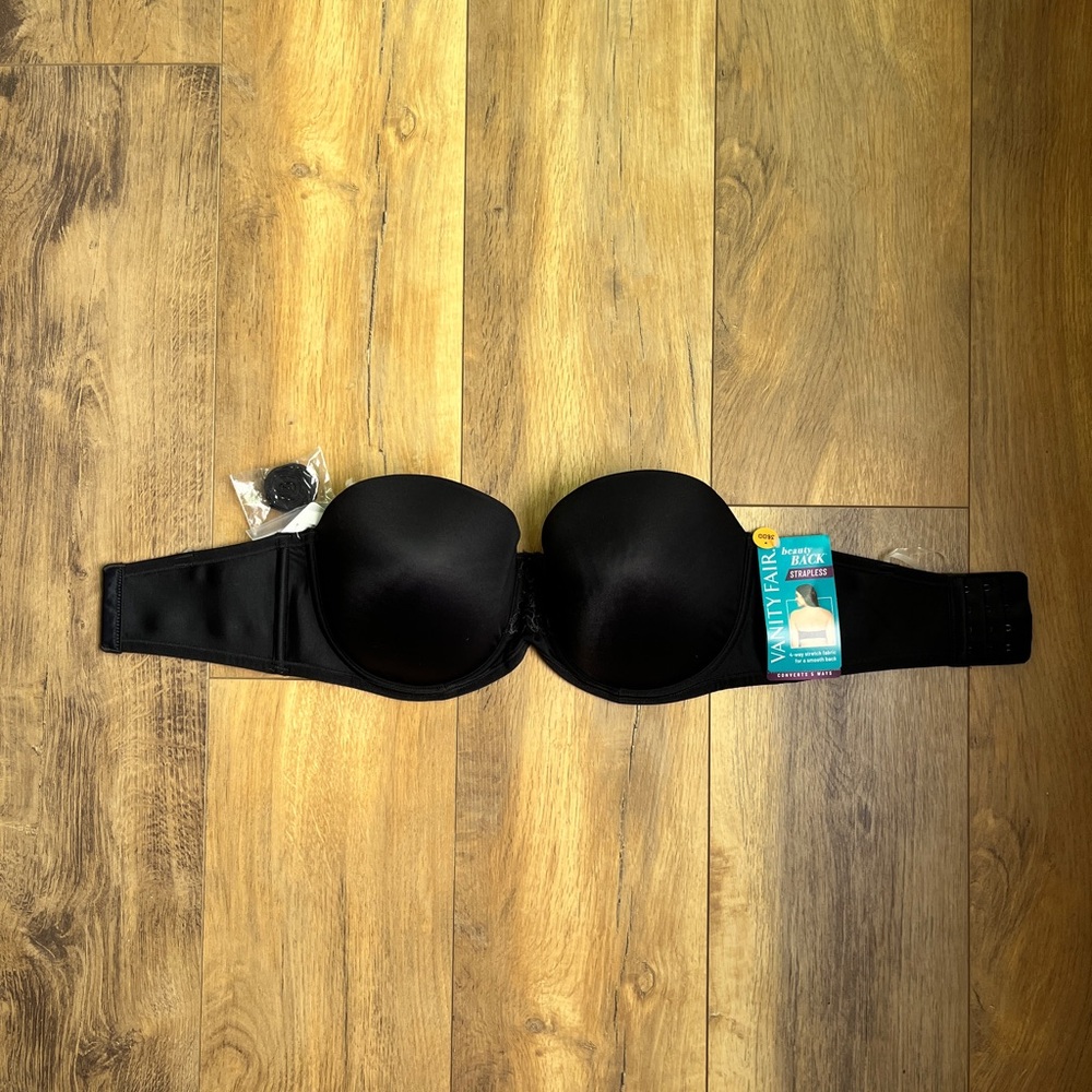 Vanity Fair Black Strapless Smooth Cup Bra